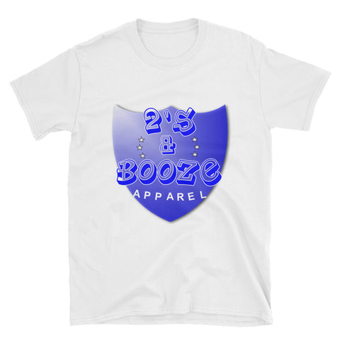 2's & Booze Logo Short-Sleeve Unisex T-Shirt Blue & White