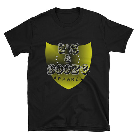 2's & Booze Logo Short-Sleeve Unisex T-Shirt Black & Yellow