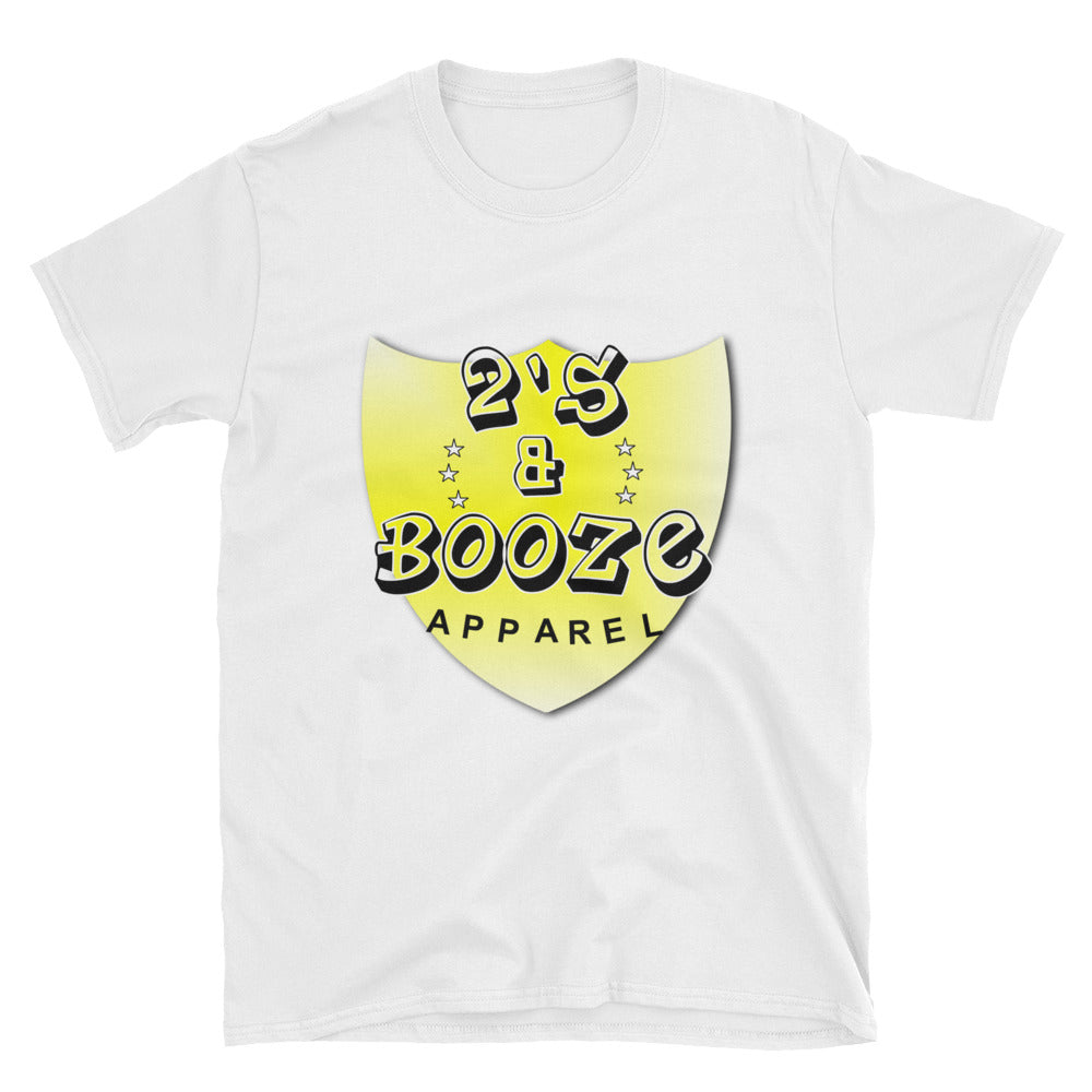 2's & Booze Logo Short-Sleeve Unisex T-Shirt White & Yellow