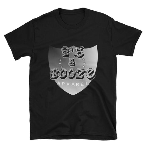2's & Booze Logo Short-Sleeve Unisex T-Shirt Black & White