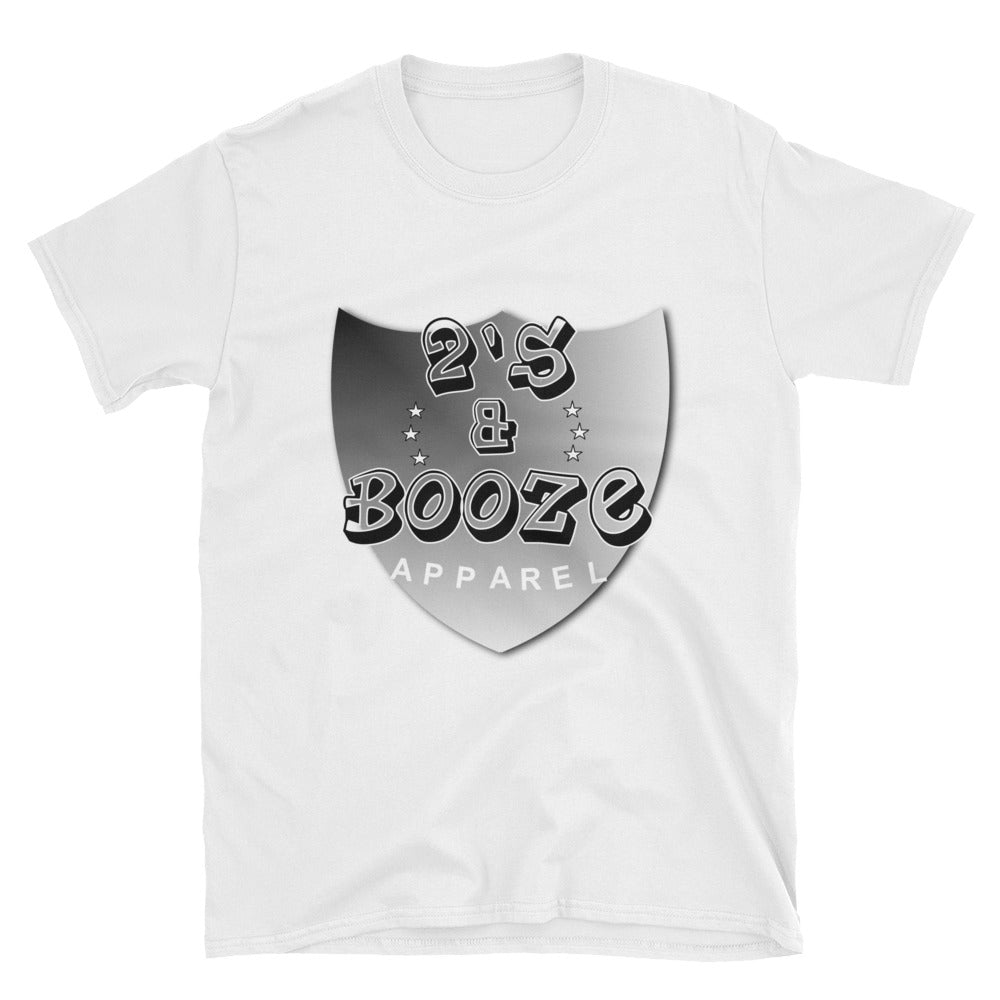 2's & Booze Logo Short-Sleeve Unisex T-Shirt Black & White